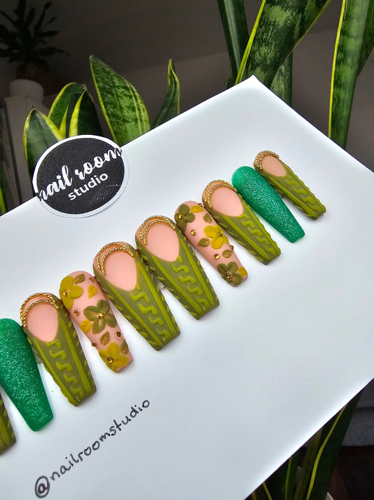 Ready To Ship: Size L - Long Sculpted Coffin - Lime Zest