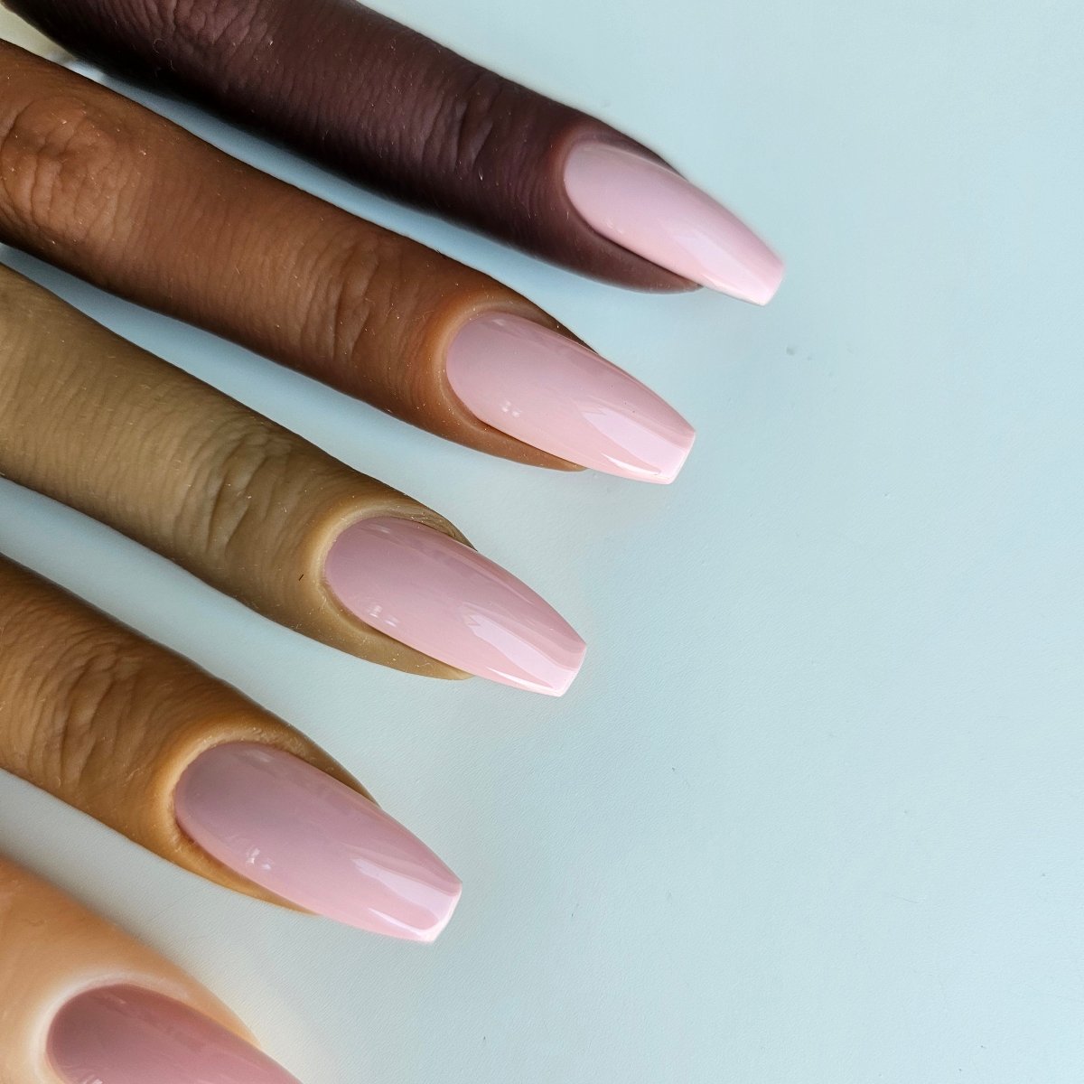 Barbie pink, light and pastel, perfect for cover french - great for playful and feminine styles custom press on nails with klin tones shades samples