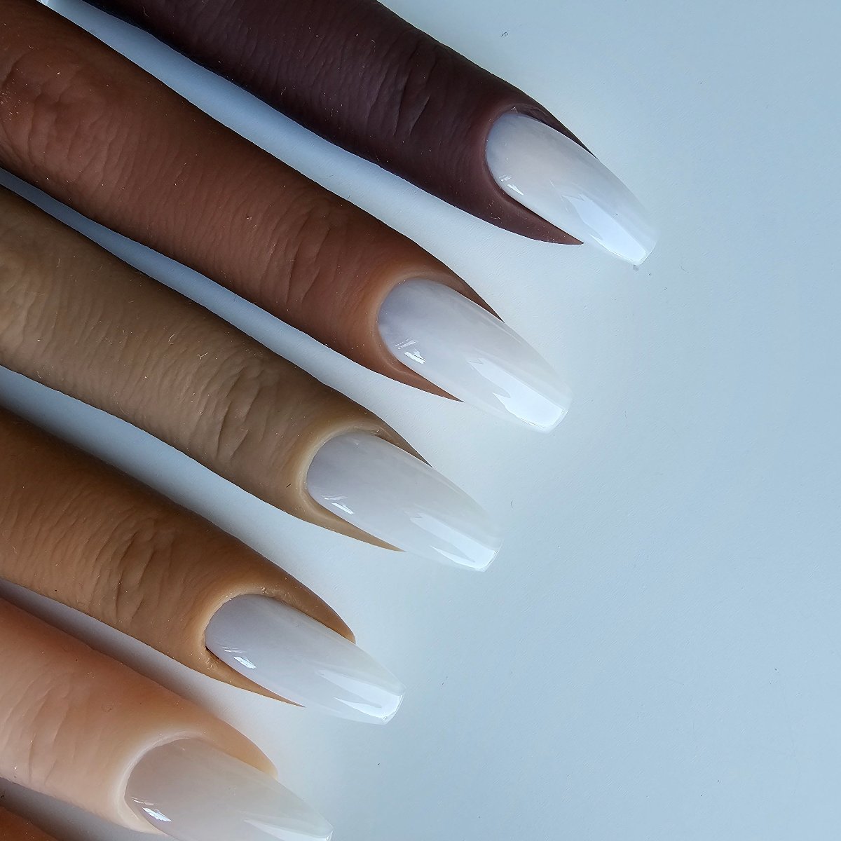 Nude bridal full cover beige press-on nails in a universal, opaque tone that complements every skin tone with high coverage