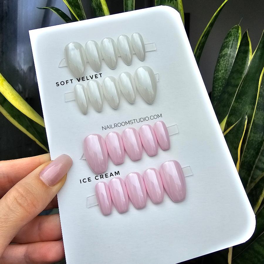 Shimmer Summer Icy collection of press o nails with special shimmer gloss, pink baby and light pearl colors, international shipping