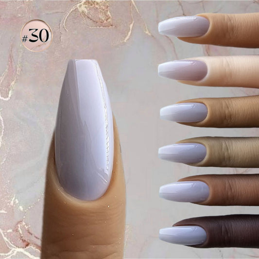 Soft, opaque gray faux nails in a pale pigeon shade, perfect for both everyday and special occasions, custom toes and hands matching tips