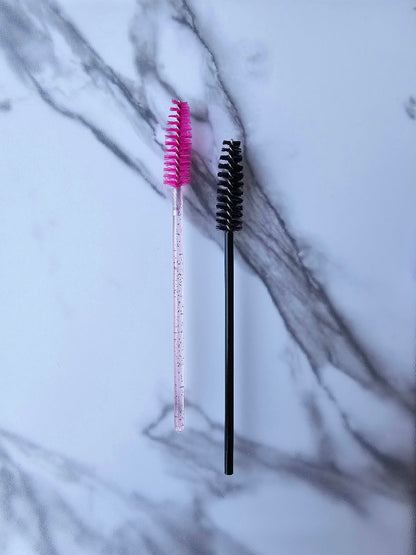 Black and pink lash brush, ideal for detangling and grooming lash extensions and natural lashes