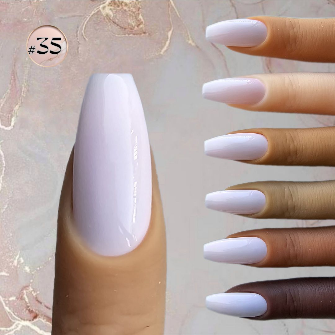 Soft, powder pink artificial nails with solid opacity and smooth finish, perfect for an everyday chic style